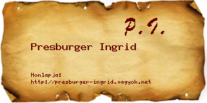 Presburger Ingrid névjegykártya